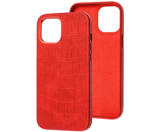 Кожаный чехол Croco Leather для Apple iPhone 14 Plus (6.7") Red