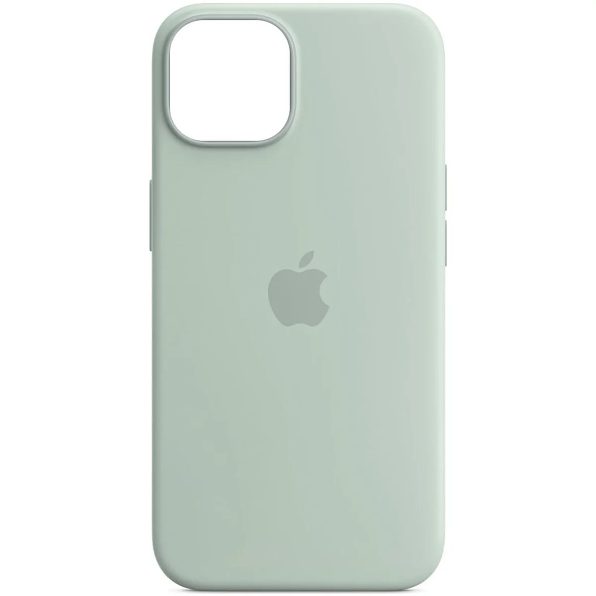 Чехол Silicone case (AAA) full with Magsafe для Apple iPhone 14 Plus (6.7") Бирюзовый / Succulent