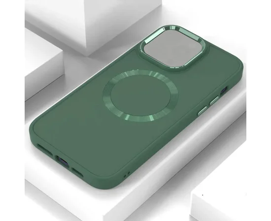 TPU чехол Bonbon Metal Style with MagSafe для Apple iPhone 14 Plus (6.7") Зеленый / Pine green