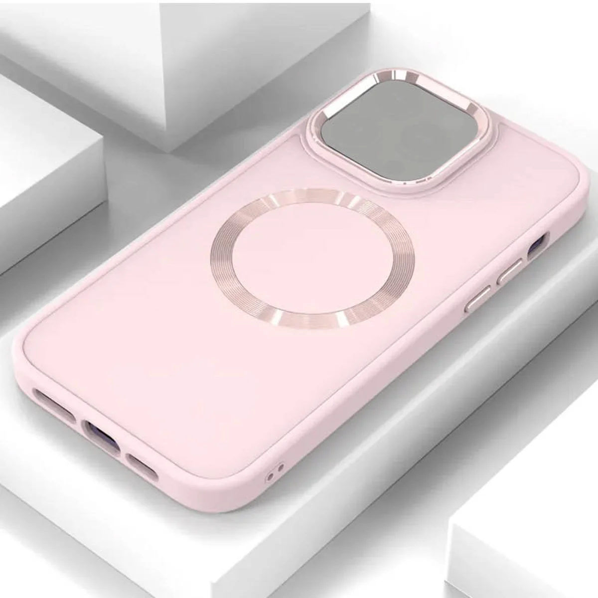 TPU чохол Bonbon Metal Style with MagSafe для Apple iPhone 14 Plus (6.7") Рожевий / Light Pink