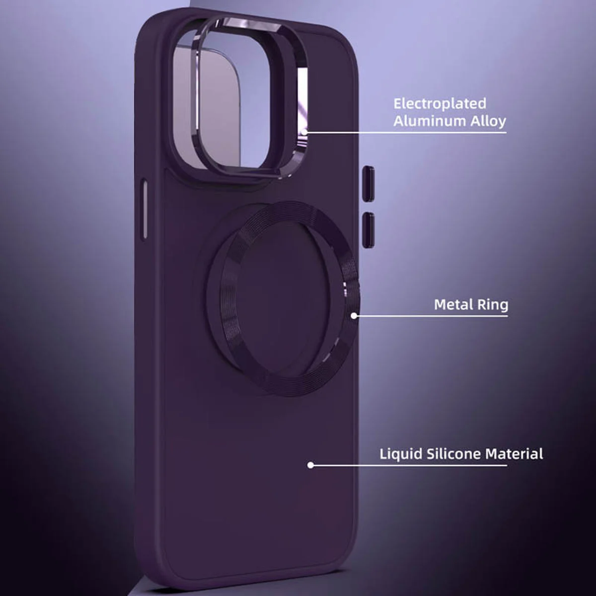 TPU чохол Bonbon Metal Style with MagSafe для Apple iPhone 14 Plus (6.7") Фіолетовий / Dark Purple