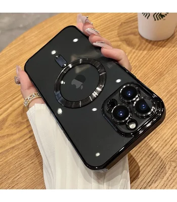 Силиконовый чехол "Transparent Plating" with MagSafe для Apple iPhone 14 Pro Max Черный