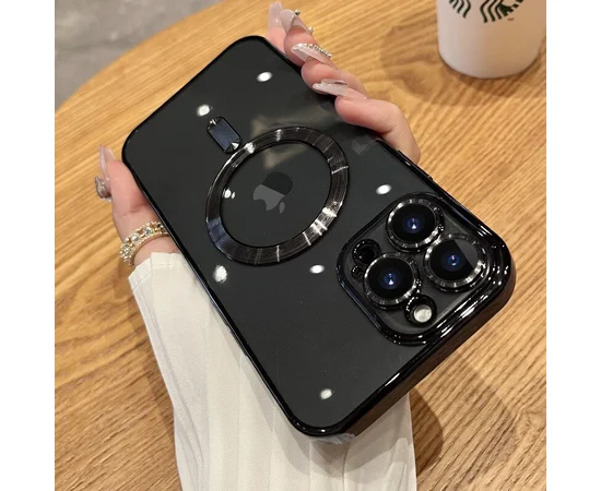 Силіконовий чохол "Transparent Plating" with MagSafe для Apple iPhone 16 Pro Чорний