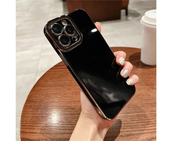 Силиконовый чехол "Enhanced Gold Plated" для iPhone 14 Pro Max Черный