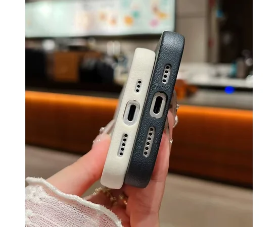 Силиконовый чехол "Leather Texture" для Apple iPhone 15 Pro Max Черный