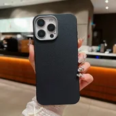 Силиконовый чехол "Leather Texture" для Apple iPhone 14 Pro Max Черный