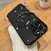 Силиконовый чехол "Transparent Plating" with MagSafe для Apple iPhone 14 Pro Max Черный