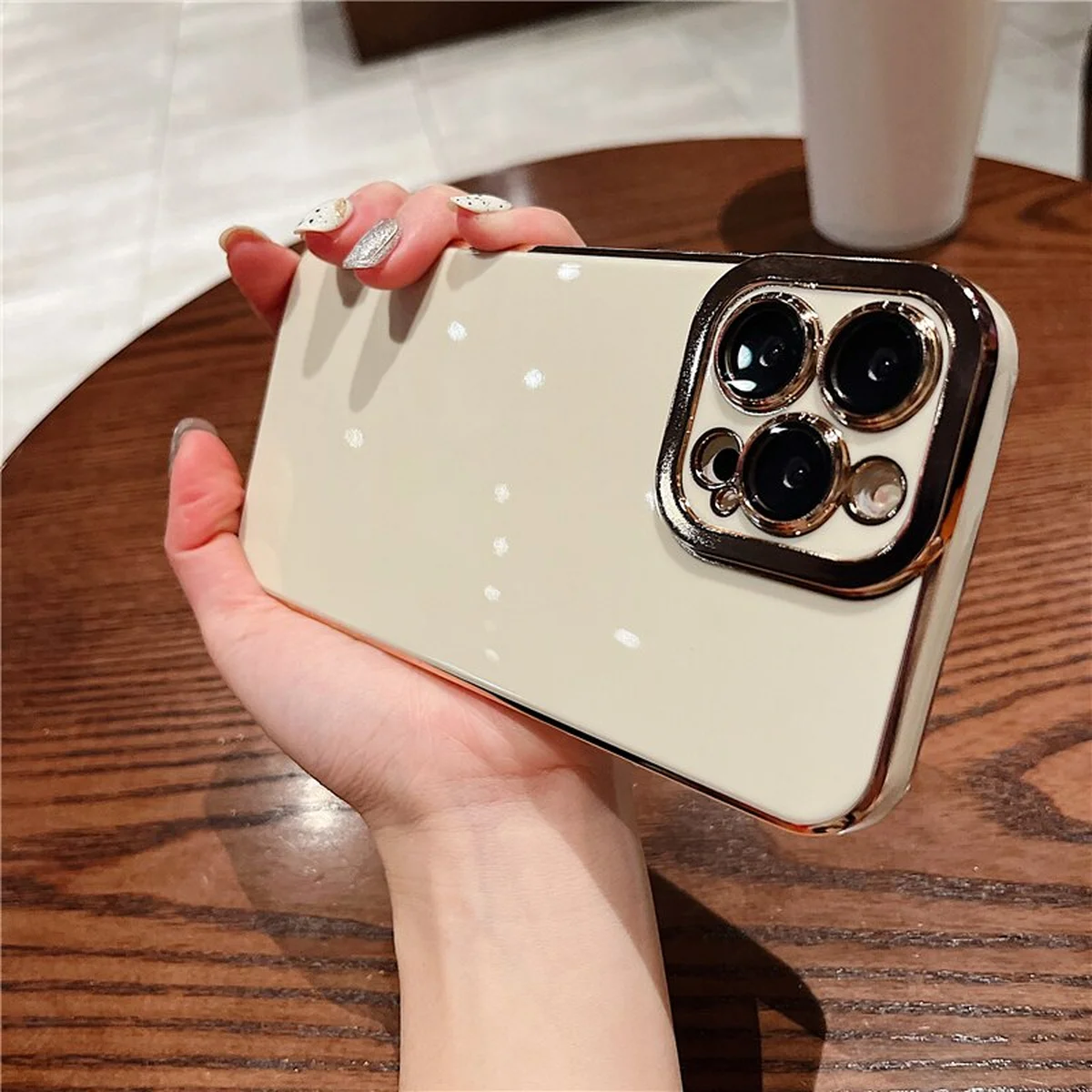 Силіконовий чохол "Enhanced Gold Plated" для iPhone 14 Pro Max Бежевий