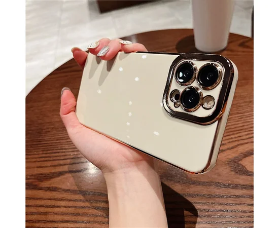 Силиконовый чехол "Enhanced Gold Plated" для iPhone 14 Pro Max Бежевый