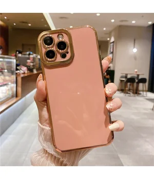 Силиконовый чехол "Enhanced Gold Plated" для iPhone 13 Pro Max Розовый