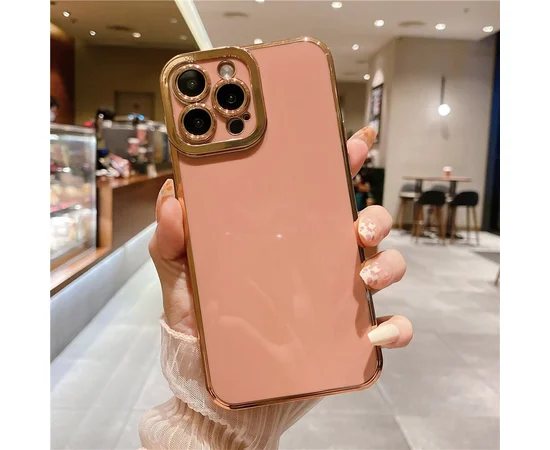 Силиконовый чехол "Enhanced Gold Plated" для iPhone 13 Pro Max Розовый