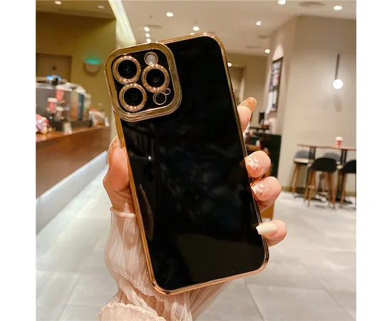 Силиконовый чехол "Enhanced Gold Plated" для iPhone 14 Pro Черный