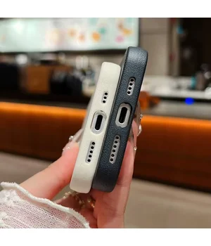 Силіконовий чохол "Leather Texture" для Apple iPhone 16 Pro Max Чорний