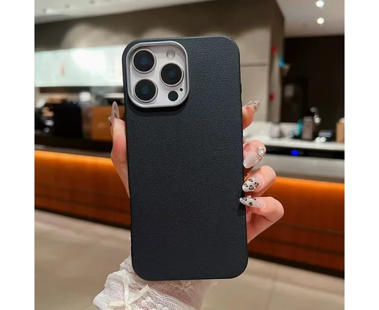 Силіконовий чохол "Leather Texture" для Apple iPhone 16 Pro Max Чорний