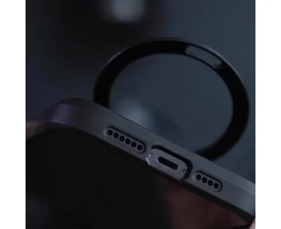 TPU+PC чохол Metal Buttons with MagSafe Carbon Ring для Apple iPhone 14 Pro Max (6.7") Чорний