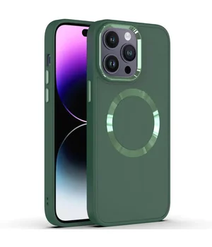 TPU чехол Bonbon Metal Style with MagSafe для Apple iPhone 14 Pro Max (6.7") Зеленый / Pine green