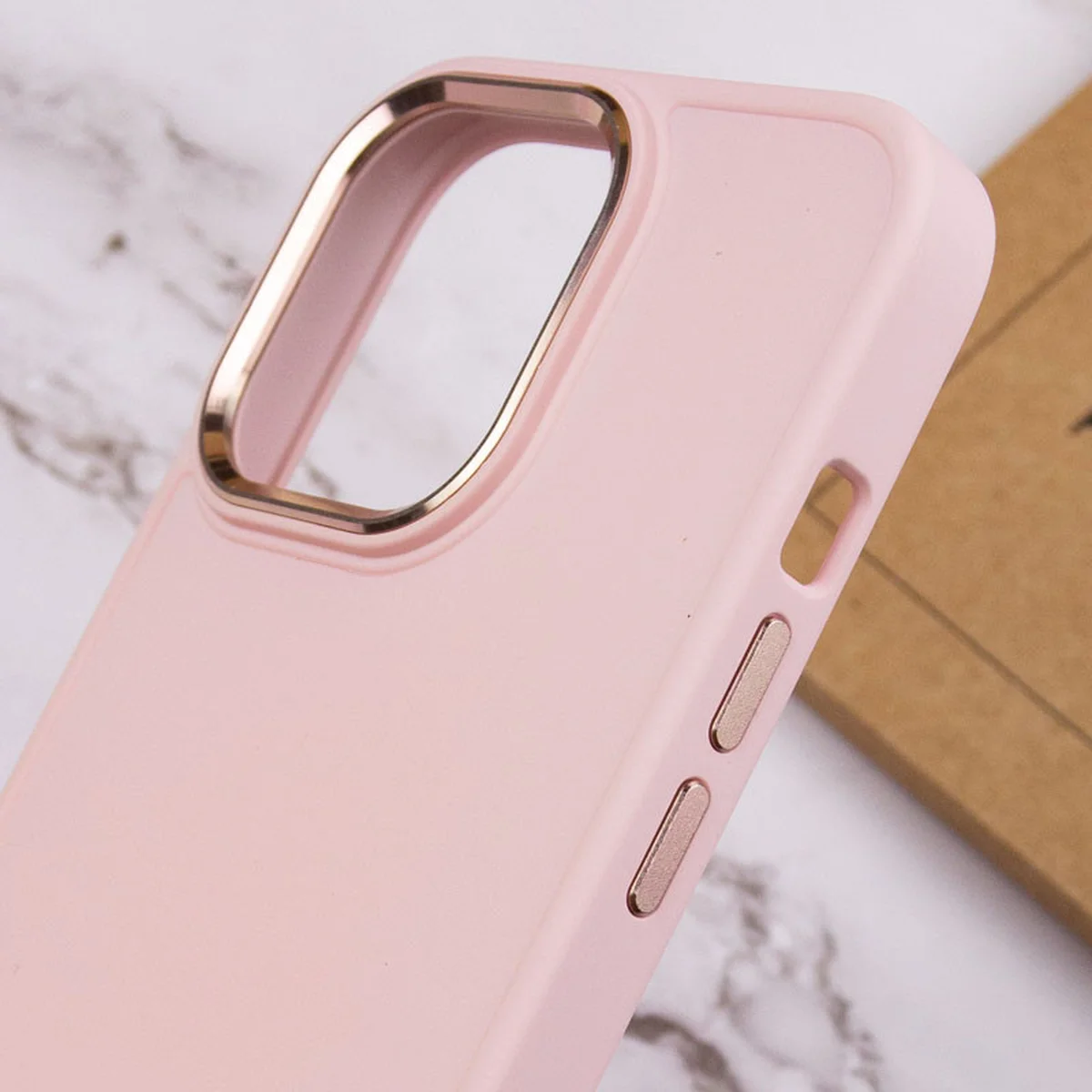 TPU чехол Bonbon Metal Style для Apple iPhone 14 Pro Max (6.7") Розовый / Light pink