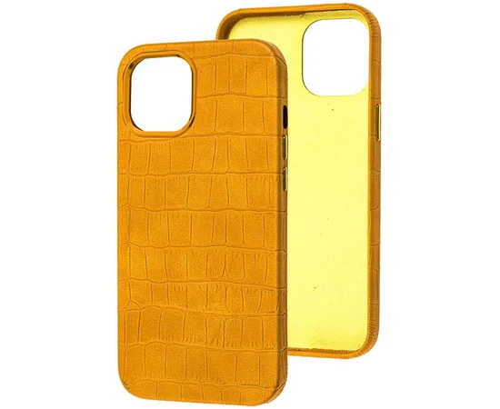 Кожаный чехол Croco Leather для Apple iPhone 14 Pro Max (6.7") Yellow