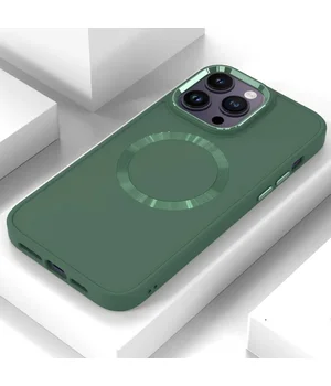TPU чехол Bonbon Metal Style with MagSafe для Apple iPhone 14 Pro Max (6.7") Зеленый / Pine green