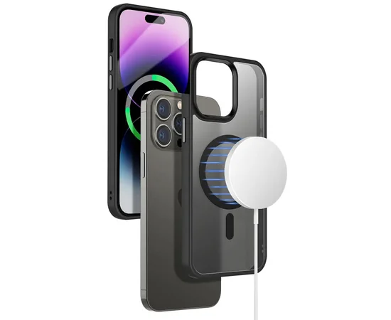 TPU+PC чехол Metal Buttons with MagSafe Colorful для Apple iPhone 14 Pro Max (6.7") Черный