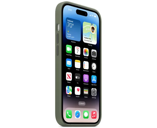 Чехол Silicone case (AAA) full with Magsafe для Apple iPhone 14 Pro Max (6.7") Зеленый / Olive