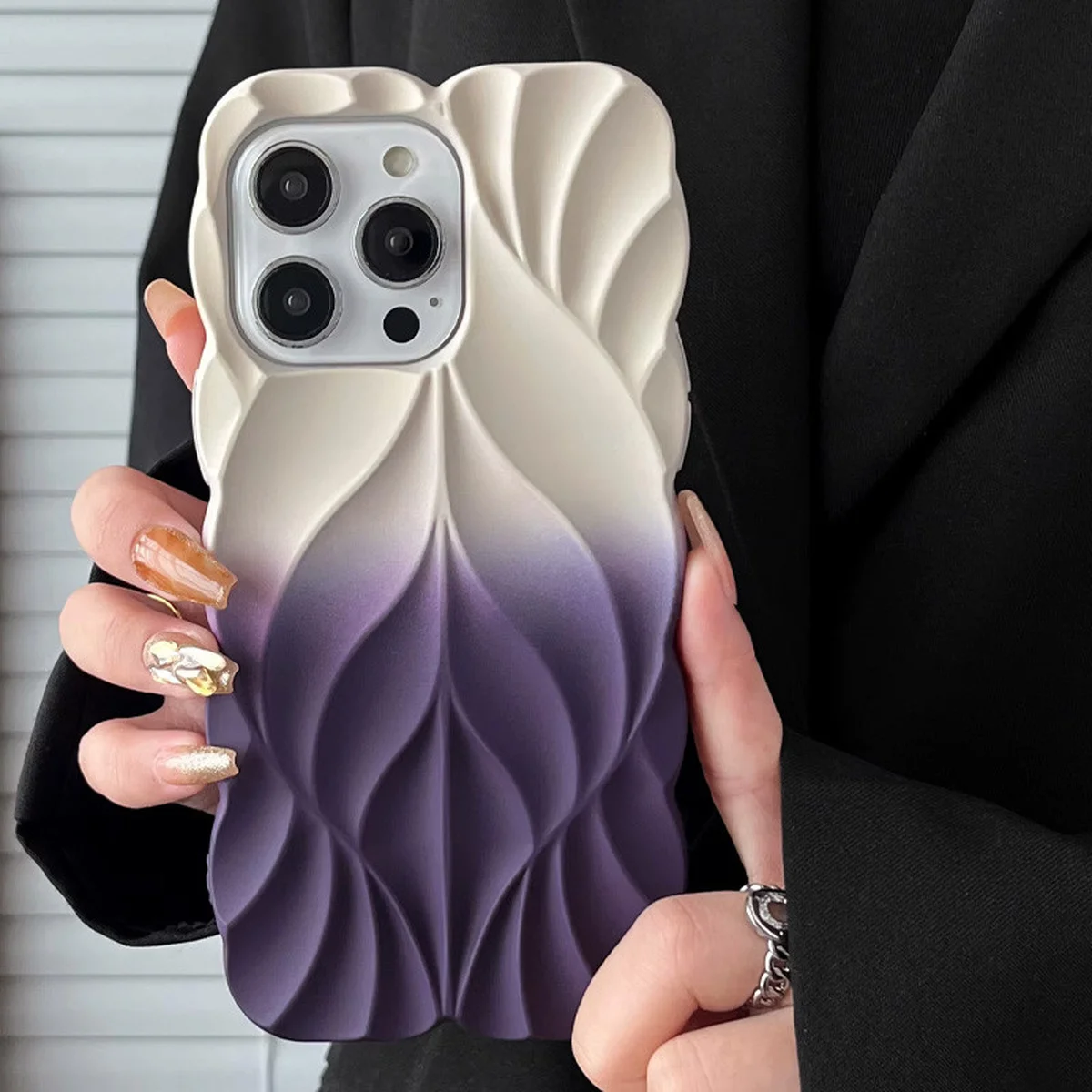 TPU чехол Leaf для Apple iPhone 14 Pro Max (6.7") White / Purple