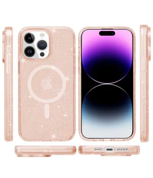 Чехол TPU Galaxy Sparkle (MagFit) для Apple iPhone 14 Pro Max (6.7") Gold+Glitter