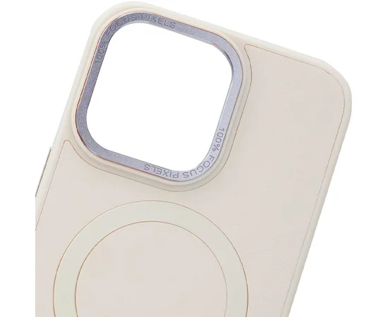 Кожаный чехол Bonbon Leather Metal Style with MagSafe для Apple iPhone 14 Pro Max (6.7") Розовый / Light pink