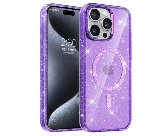 Чехол TPU Eclipse Sparkle (MagFit) для Apple iPhone 14 Pro Max (6.7") Purple