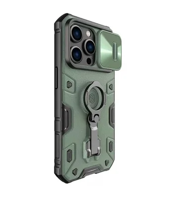 TPU+PC чехол Nillkin CamShield Armor Pro no logo (шторка на камеру) для Apple iPhone 14 Pro Max Зеленый