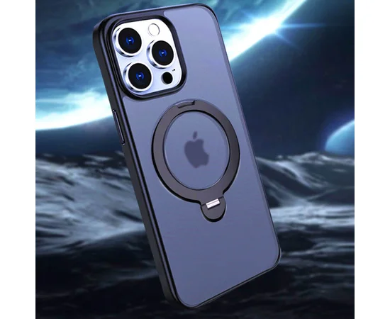 TPU+PC чехол Metal Buttons with MagSafe Colorful HQ Ring для Apple iPhone 14 Pro Max (6.7") Dark Blue