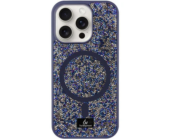 TPU чехол Bling World Rock Diamond with MagSafe для Apple iPhone 14 Pro Max (6.7") Navy Blue