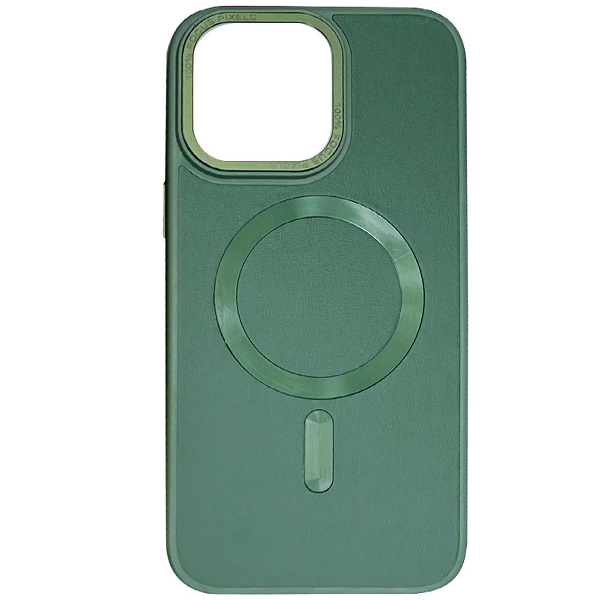 Кожаный чехол Bonbon Leather Metal Style with MagSafe для Apple iPhone 14 Pro Max (6.7") Зеленый / Pine green
