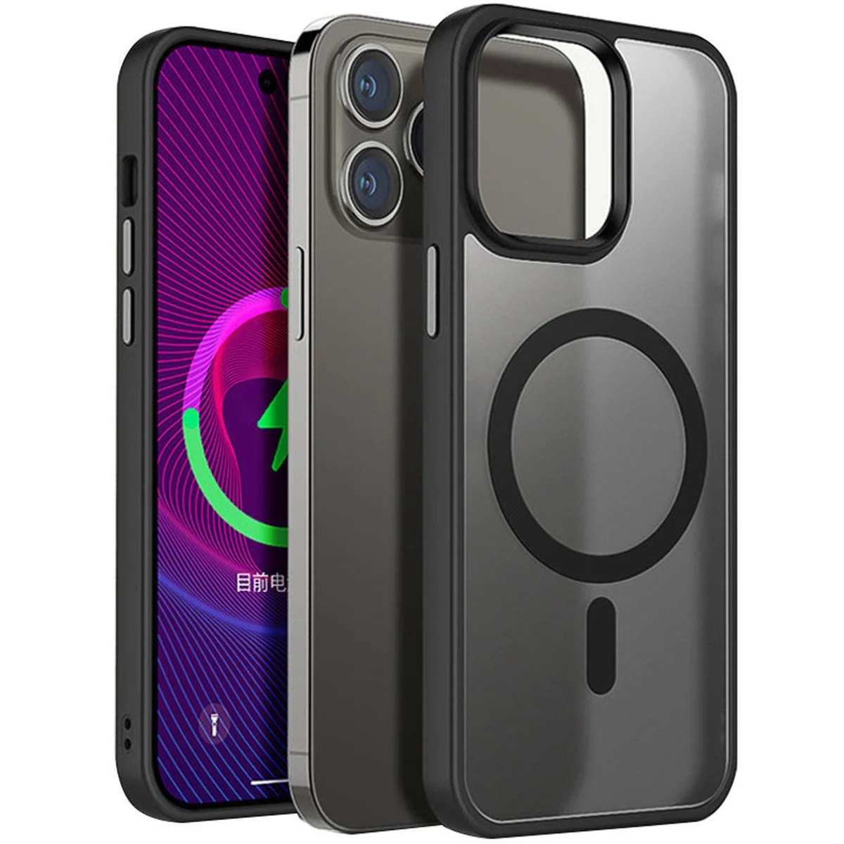 TPU+PC чехол Metal Buttons with MagSafe для Apple iPhone 14 Pro Max (6.7") Черный