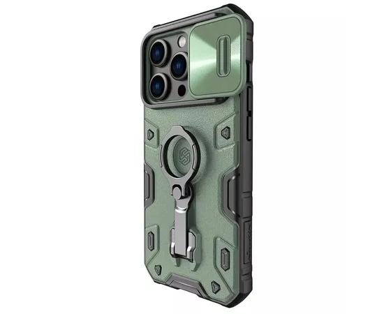 TPU+PC чехол Nillkin CamShield Armor Pro no logo (шторка на камеру) для Apple iPhone 14 Pro Max Зеленый