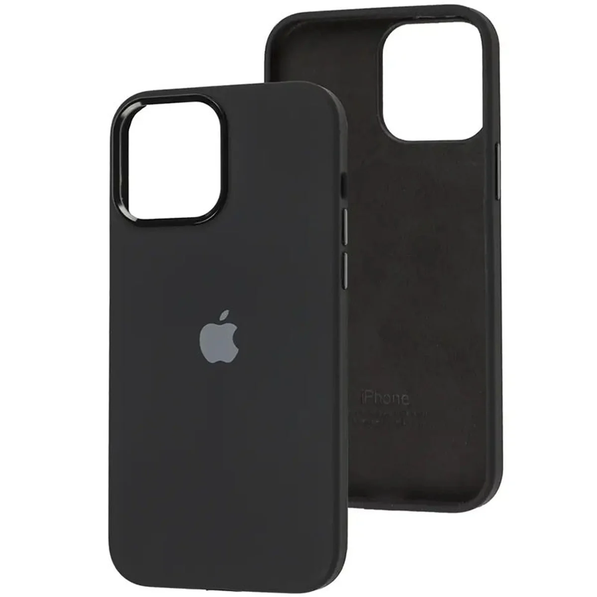 Чехол Silicone Case Metal Buttons (AA) для Apple iPhone 14 Pro Max (6.7") Черный / Black