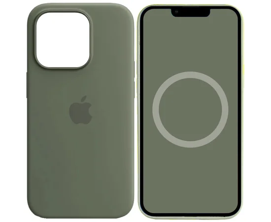 Чехол Silicone case (AAA) full with Magsafe and Animation для Apple iPhone 14 Pro Max (6.7") Зеленый / Olive