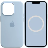 Чехол Silicone case (AAA) full with Magsafe and Animation для Apple iPhone 14 Pro Max (6.7") Голубой / Sky