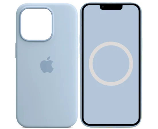 Чехол Silicone case (AAA) full with Magsafe and Animation для Apple iPhone 14 Pro Max (6.7") Голубой / Sky
