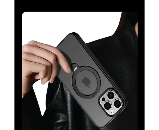 TPU+PC чехол Metal Buttons with MagSafe Colorful HQ Ring для Apple iPhone 14 Pro Max (6.7") Black