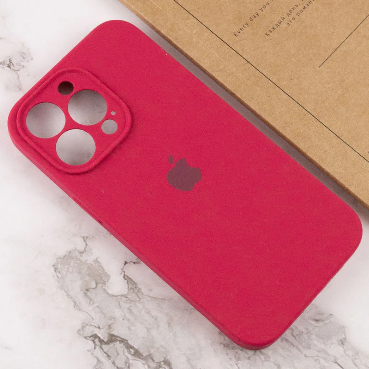 Чехол Silicone Case Full Camera Protective (AA) для Apple iPhone 14 Pro Max (6.7") Красный / Rose Red