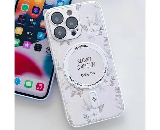 TPU+PC чохол Secret Garden with MagSafe для Apple iPhone 14 Pro Max (6.7") White