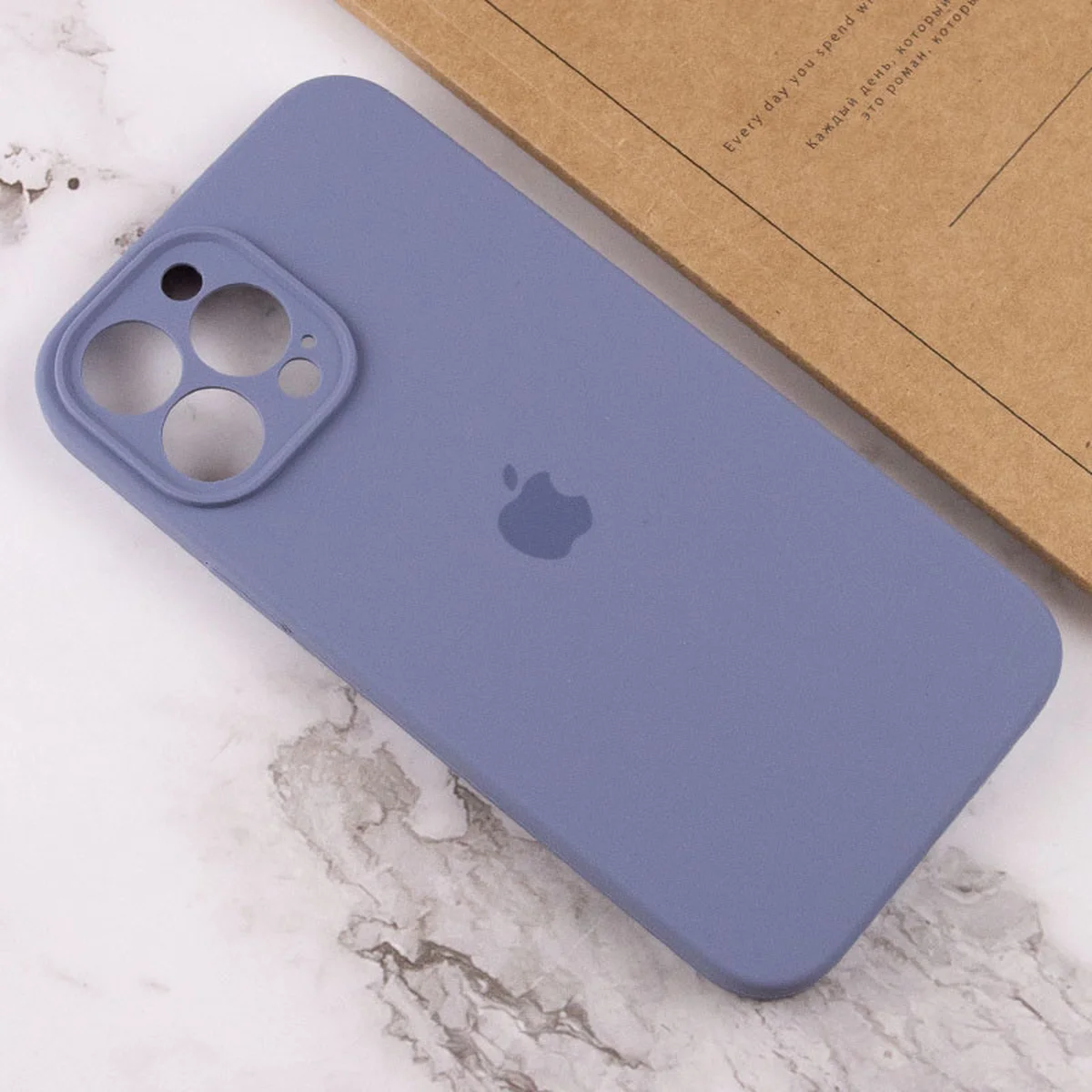 Чехол Silicone Case Full Camera Protective (AA) для Apple iPhone 14 Pro Max (6.7") Серый / Lavender Gray