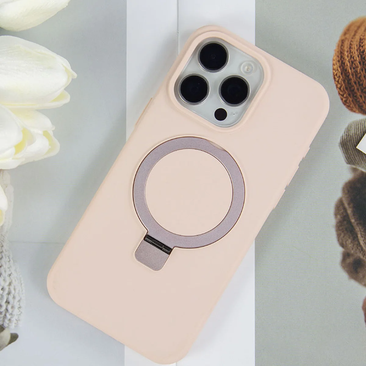 Чехол Silicone Case Full Protective NO LOGO with Ring для Apple iPhone 14 Pro Max (6.7") Pink