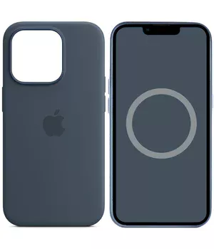 Чохол Silicone case (AAA) full with Magsafe and Animation для Apple iPhone 14 Pro Max (6.7") Синій / Storm Blue