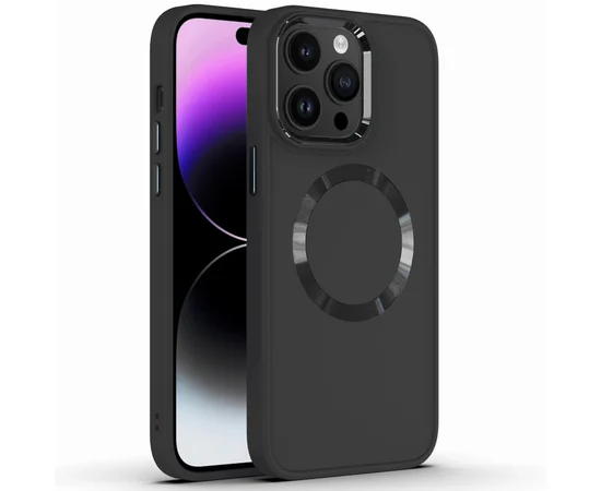 TPU чохол Bonbon Metal Style with MagSafe для Apple iPhone 14 Pro Max (6.7") Чорний / Black