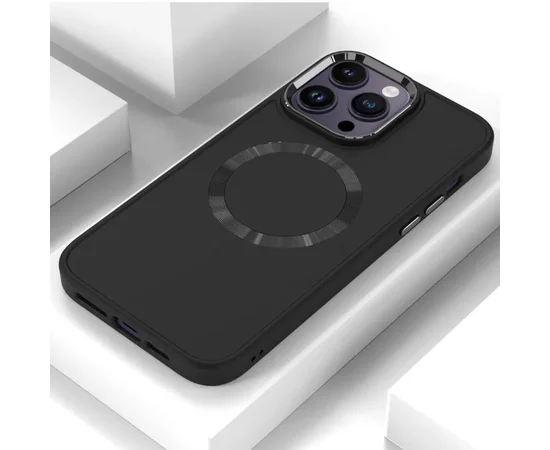 TPU чохол Bonbon Metal Style with MagSafe для Apple iPhone 14 Pro Max (6.7") Чорний / Black