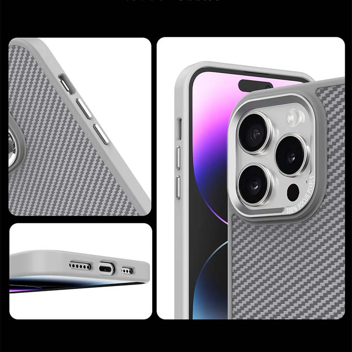 Чохол TPU+PC Carbon Mirage with MagSafe для Apple iPhone 14 Pro Max (6.7") Grey