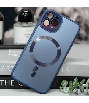 Чехол TPU+Glass Sapphire Midnight with MagSafe для Apple iPhone 14 Pro Max (6.7") Синий / Deep navy