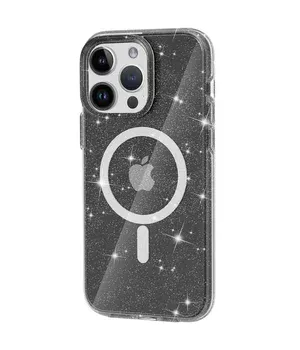 Чехол TPU Galaxy Sparkle (MagFit) для Apple iPhone 14 Pro Max (6.7") Black+Glitter